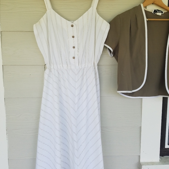 Vintage 80s 90s Tank Strap Dress Jacket Set Vtg Sz 12 Dress Lagenlook Minimalist - Picture 3 of 16